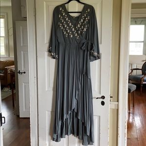 High low Wrap dress with floral details